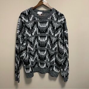 Vintage 90s Porto Bello Black & White Knit Sweater Men’s Large